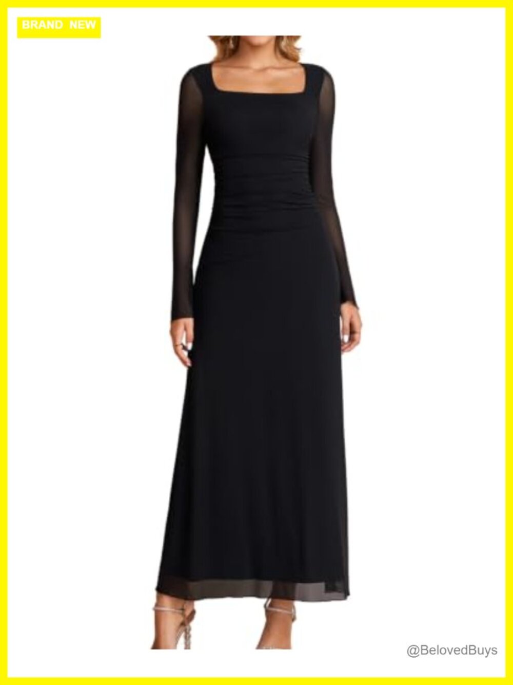 GLNEGE Women Long Sleeve Formal Wedding Guest Cocktail Floral Maxi Dress